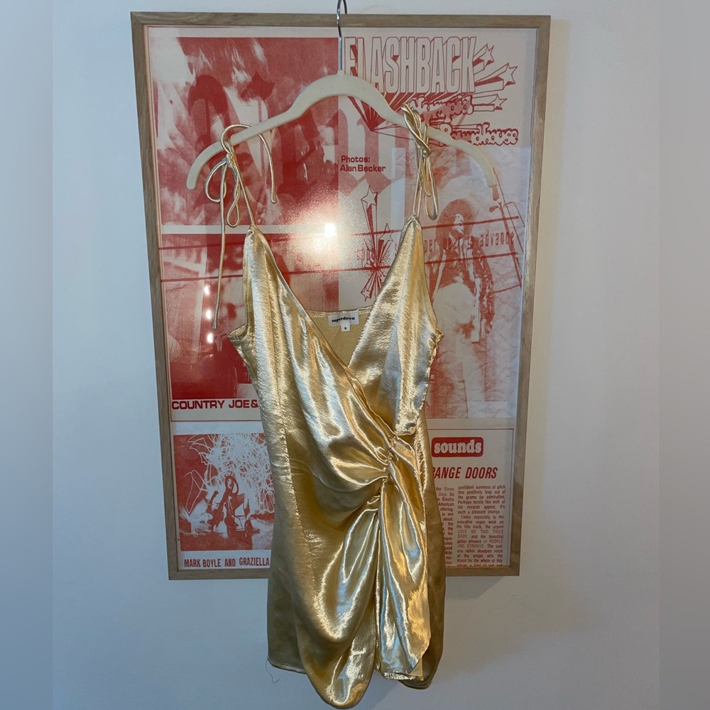 Revolve superdown gold wrap dress